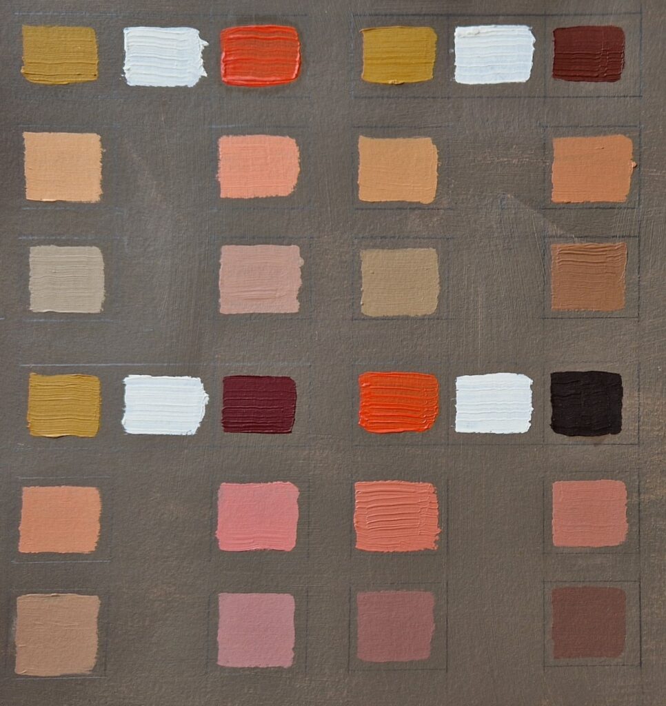 Kleurenpalet met huidtinten