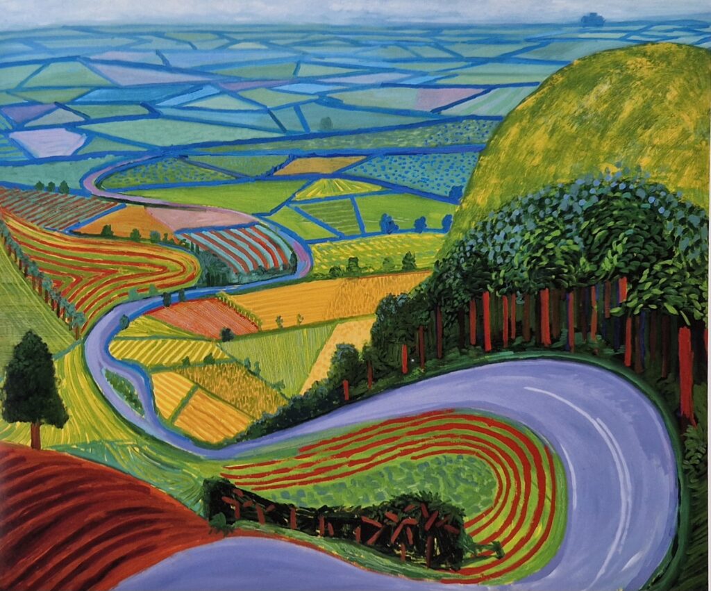 Kleurig landschap met veel lijnen